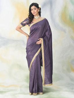 Kasee - Organza Lace Work Saree with Unstitched Blouse