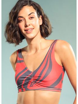 Trove Label - Red Abstract Regular Swim Top