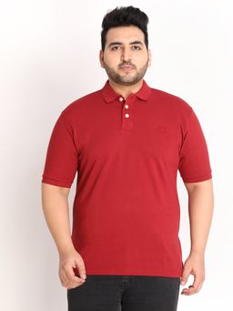 CHKOKKO - Mens Casual Polo Neck T-shirts In Red