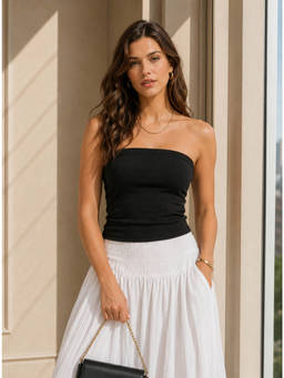 Styli Elevate - Black Solid Polyester Fitted Top