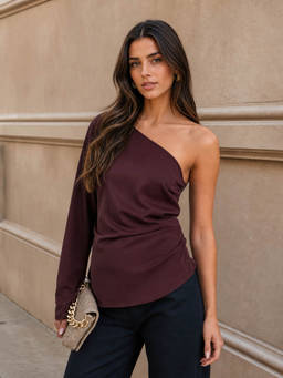 Styli - Burgundy Solid Polyester Regular Top