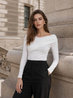 Styli - Off White Solid Polyester Regular Top