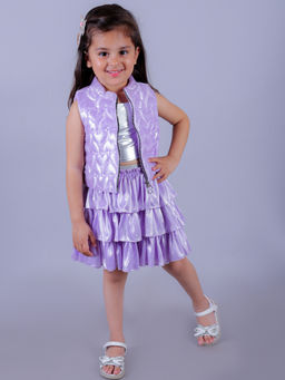 Lil Drama - Glam Up Party Lavender Shimmer Jacket For Girls
