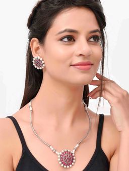 Silvermerc Designs - Silver Plated Red and Pearl Beaded Jewellery (Set of 2)