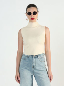 SHOWOFF - Edition Women's Cream Fitted Top