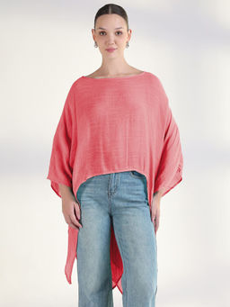 SHOWOFF - Women's Pink Boat Neck Longline Top