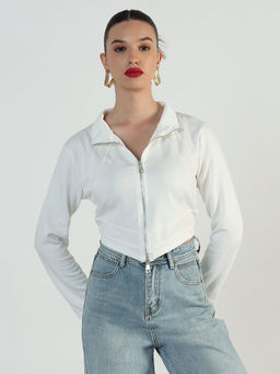 SHOWOFF - Edition Women's White High-Low Short Top