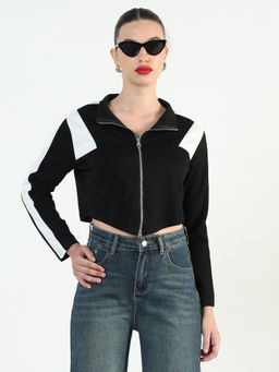 SHOWOFF - Edition Women's Colour Blocked Black High-Low Short Top