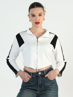 SHOWOFF - Edition Women's Colour Blocked White High-Low Short Top