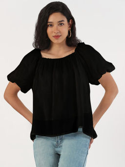 SHOWOFF - Women's Black Square Neck Top
