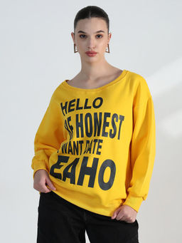 SHOWOFFFF - Edition Women's Typography Yellow Oversized Top
