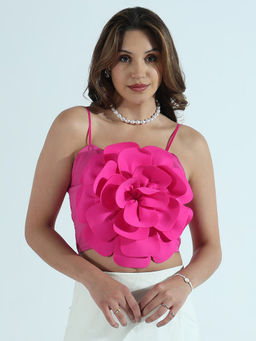 SHOWOFF - Edition Women's Pink 3D Flower Crop Top