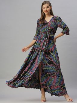 SHOWOFF - Women Tropical Multi Fit and Flare Dress