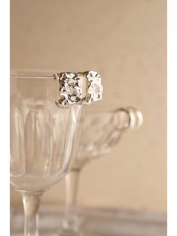 Perfectly Average - Foil Textured Stud Earring | Silver Plated Jewellery For Women