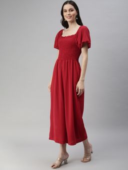 SHOWOFF - Womens Off-shoulder Red Solid Jumpsuit