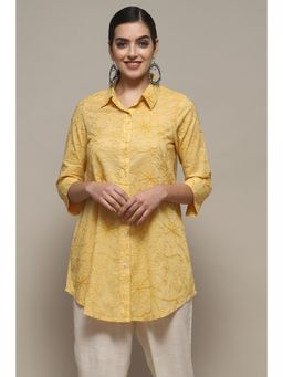 Biba - Yellow Cotton Straight Shirt
