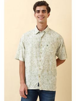 Allen Solly - Mens Olive Print Half Sleeves Casual Shirt