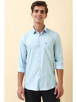 Allen Solly - Mens Light Blue Stripes Full Sleeves Casual Shirt