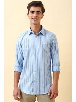 Allen Solly - Mens Light Blue Stripes Full Sleeves Casual Shirt