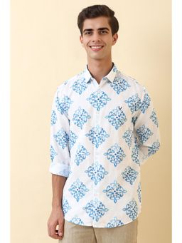 Allen Solly - Mens White Print Full Sleeves Casual Shirt