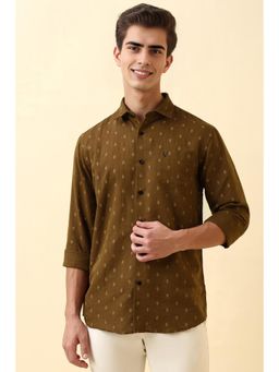 Allen Solly - Mens Brown Print Full Sleeves Casual Shirt