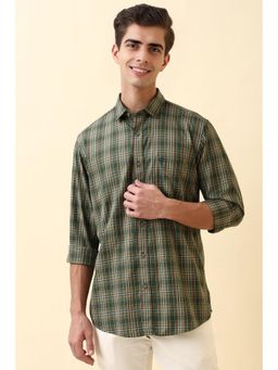 Allen Solly - Mens Green Checks Full Sleeves Casual Shirt