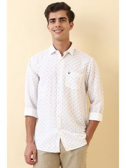Allen Solly - Mens White Print Full Sleeves Casual Shirt