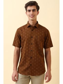 Allen Solly - Mens Brown Print Half Sleeves Casual Shirt