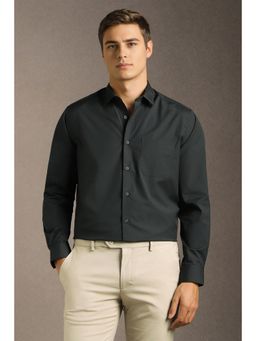 Louis Philippe - Mens Black Solid Full Sleeves Formal Shirt