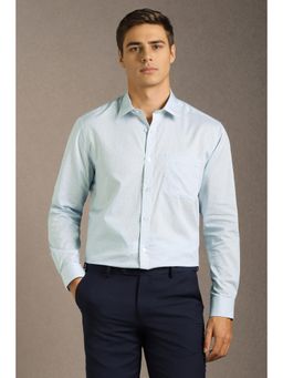 Louis Philippe - Mens Light Blue Print Full Sleeves Formal Shirt