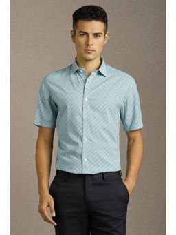 Louis Philippe - Mens Light Blue Print Half Sleeves Formal Shirt