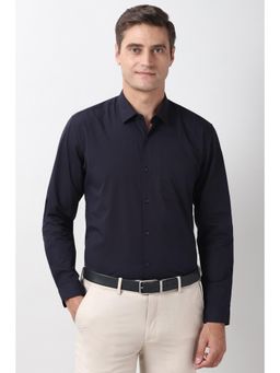 Peter England - Mens Navy Blue Regular Fit Full Sleeves Formal Shirt
