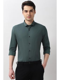 Peter England - Mens Green Slim Fit Full Sleeves Formal Shirt