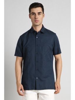 Simon Carter - Mens Embroidered Navy Blue Shirt
