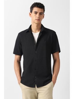 Van Heusen - Mens Black Solid Half Sleeves Party Shirt