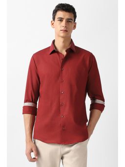 Van Heusen - Mens Red Solid Full Sleeves Wedding Shirt