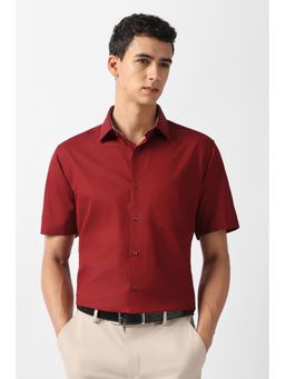 Van Heusen - Mens Red Solid Half Sleeves Wedding Shirt