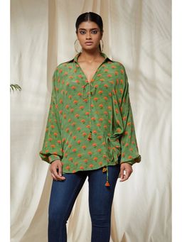Masaba - Mint Green Fan Flower Wrap Shirt