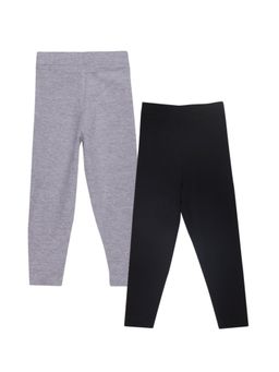 The Mom Store - Girls Multi-Color Solid Leggings (Pack of 2)
