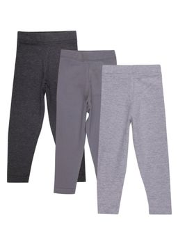 The Mom Store - Girls Multi-Color Solid Leggings (Pack of 3)