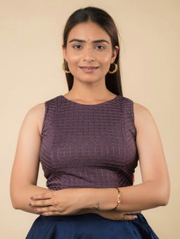 BINDIGASM'S ADVI - Purple Dhara Self Design Sleeveless Stretchable Pull On Stitched Blouse