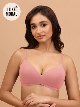 Nykd by Nykaa - Modal Akin to Skin Padded Wireless T-Shirt Bra 3/4th Coverage D Rose NYB013