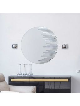 HomeTown - Venus Glass Semi Rays Mirror 80Cm In Chrome Colour