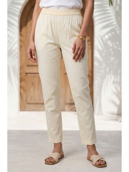 Aurelia - Yellow Solid Pure Cotton Regular Pant