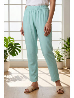 Aurelia - Green Solid Viscose Regular Pant