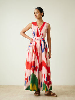 Rustorange - Multi-Color Printed Cotton A-Line Dress