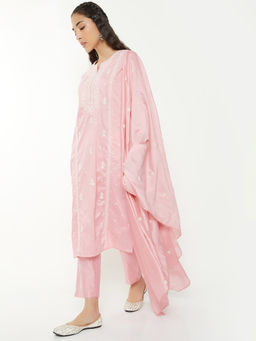 max - Pink Floral Polyester Blend Regular Kurta with Pant and Dupatta