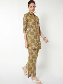 max - Yellow Printed Cotton Slub Regular Kurta and Pant