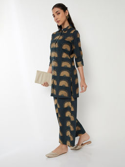 max - Blue Printed Cotton Slub Regular Kurta and Pant
