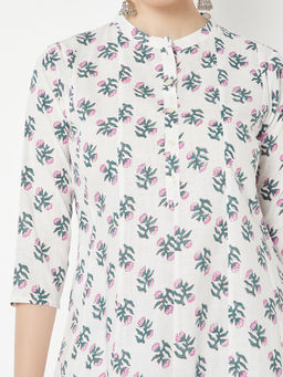 max - White Floral Cotton Slub Regular Kurta and Pant